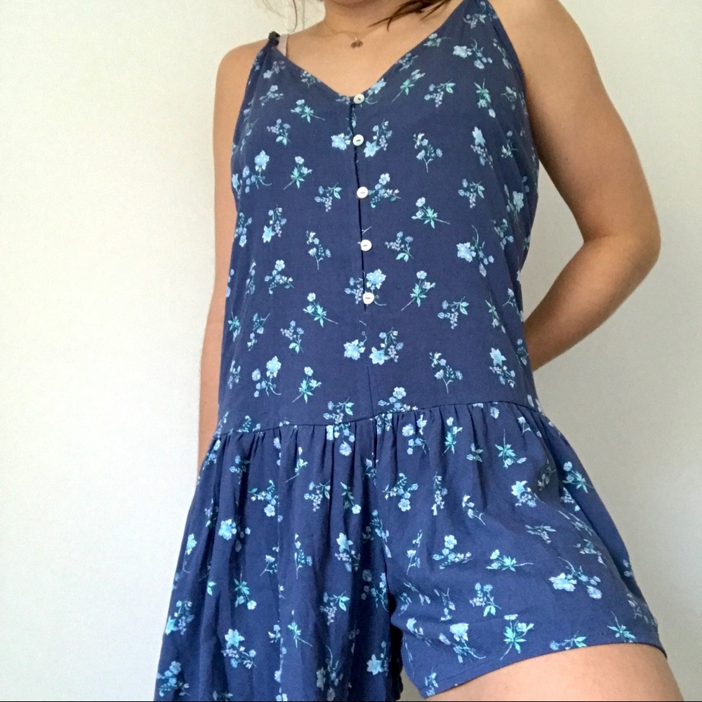 Floral Navy Blue Romper